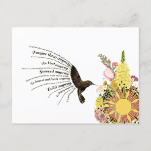 Carte Postale Colibri, soleil et fleurs