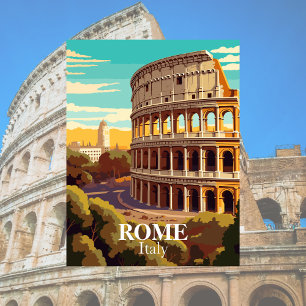 Carte Postale Colisée de Rome Italie Illustration de Voyage