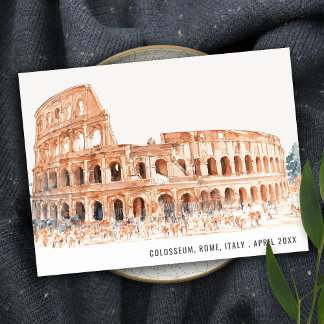 Carte Postale Colisée Rome Italie Aquarelle Voyage italien