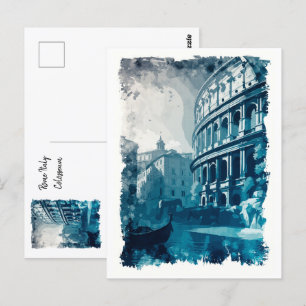 Carte Postale Colisée Rome Italie Vintage Voyage Abstrait Art