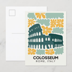 Carte Postale Colisée Rome Italie Voyage abstrait art floral