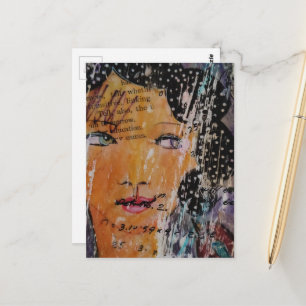 Carte Postale collage abstrait avec des mots de jeux éducatifs
