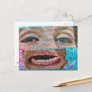 Carte Postale collage abstrait avec des yeux et une bouche de 19