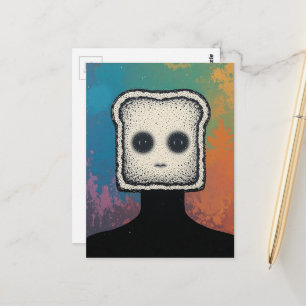 Carte Postale collage abstrait avec visage de toast