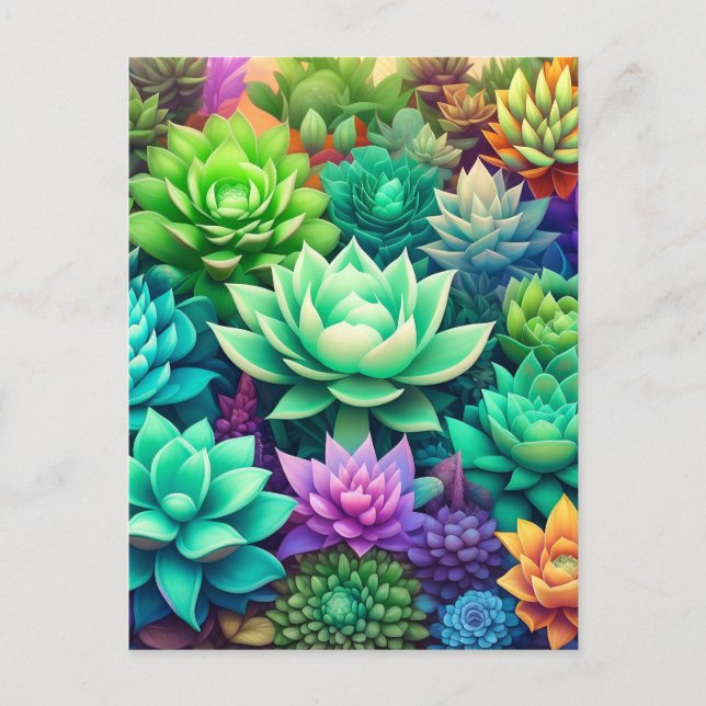 Carte Postale Collage Aloe Vera et Succulents (Devant)
