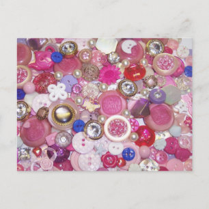 Carte Postale Collage Bouton rose