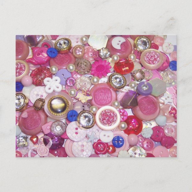 Carte Postale Collage Bouton rose (Devant)