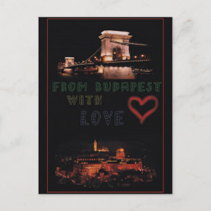 Carte Postale Collage Budapest sur l'arrière - plan noir