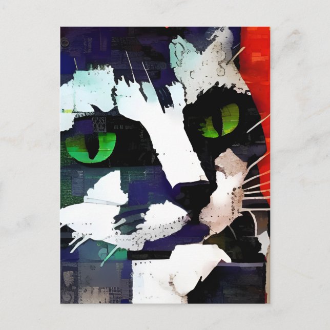 Carte postale Collage Cat (Devant)