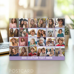 Carte Postale Collage de 24 photos avec texte personnalisé