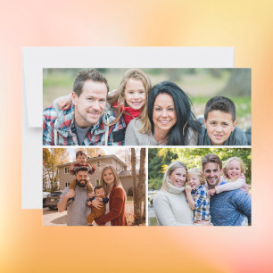 Carte Postale Collage de 3 photos de famille personnalisées
