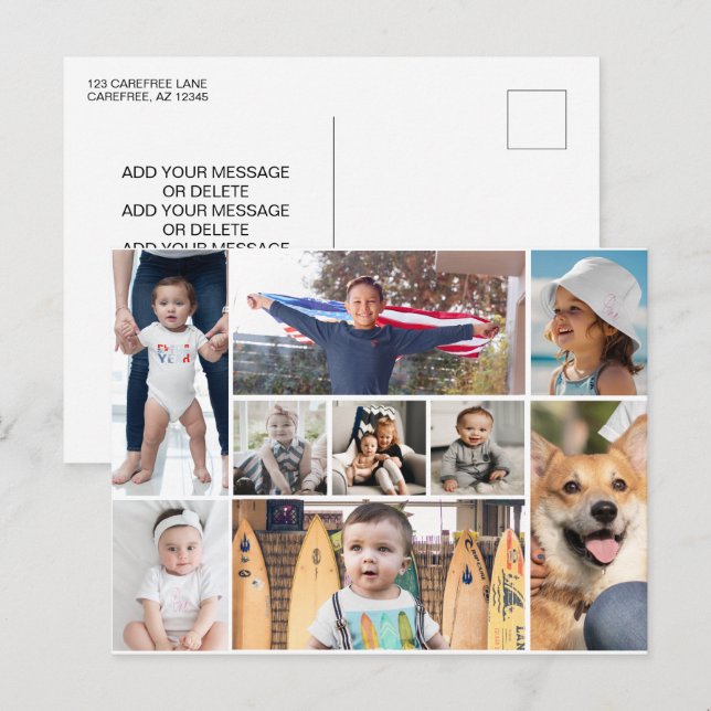 Carte Postale Collage de 9 photos (Devant / Derrière)