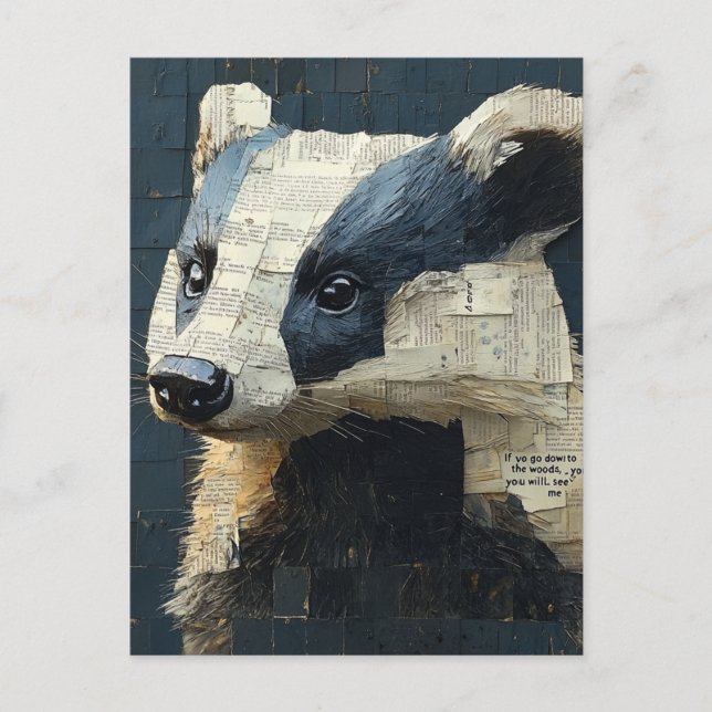 Carte Postale Collage de blaireau mignon (Devant)