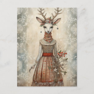 Carte Postale Collage de cerfs d'hiver