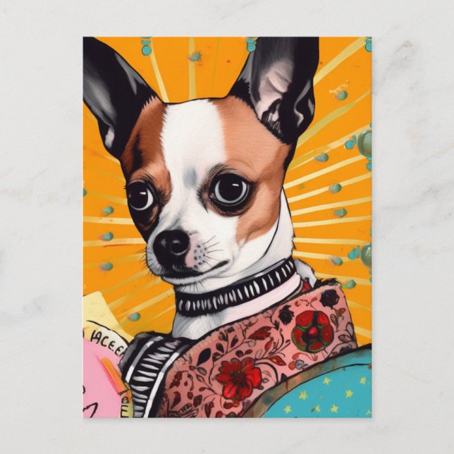 Carte Postale Collage de chien Chihuahua (Devant)
