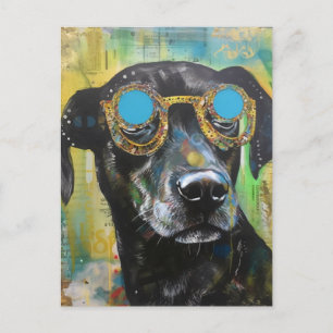 Carte postale Collage de chien en lunettes