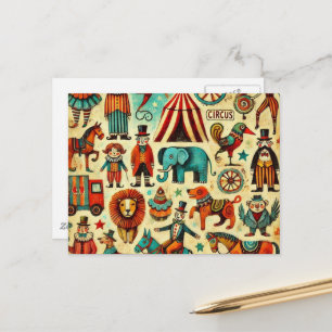 Carte Postale Collage de cirque vintage