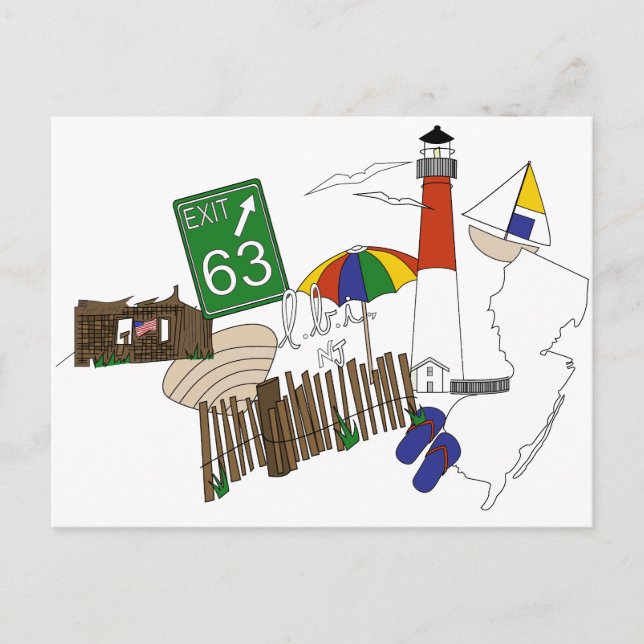 Carte Postale Collage de couleurs primaires LBI Love (Devant)