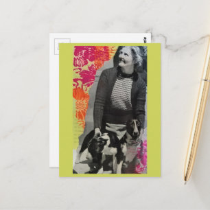Carte Postale Collage de Dame avec Deux Chiens