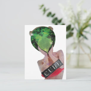 Carte Postale Collage de dame en pierre précieuse verte surréali