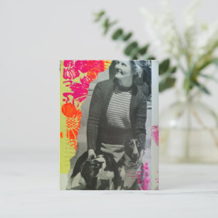 Carte Postale Collage de dame vintage 1939 avec deux chiens