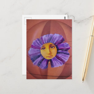 Carte Postale Collage de fleur avec un visage