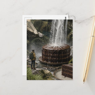 Carte Postale Collage de gâteau au chocolat d'art surréaliste