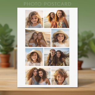 Carte Postale Collage de grille de 8 photos minimal moderne - Bl