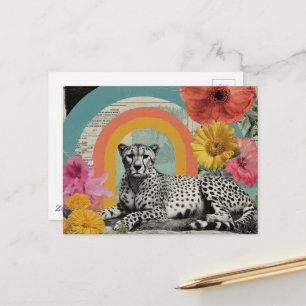Carte Postale Collage de guépard noir et blanc