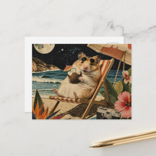 Carte Postale Collage de hamster surréaliste en vacances