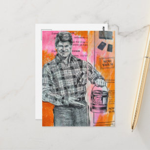 Carte Postale Collage de l'homme à la peinture vintage