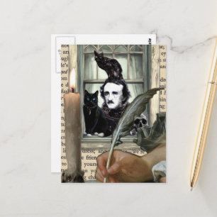 Carte Postale Collage de médias mixtes Poe