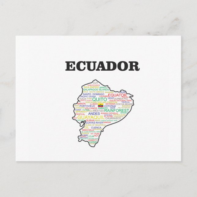 CARTE POSTALE COLLAGE DE MOT ÉQUATEUR (Devant)