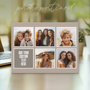 Carte Postale Collage de photos - 5 photos et bloc de texte