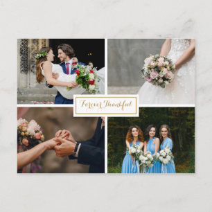 Carte Postale Collage de photos de mariage de remerciement de sc