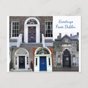 Carte Postale Collage de portes anciennes, Salutations de Dublin