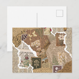 Carte Postale Collage de scrapbook vintage Papeterie ancienne Es