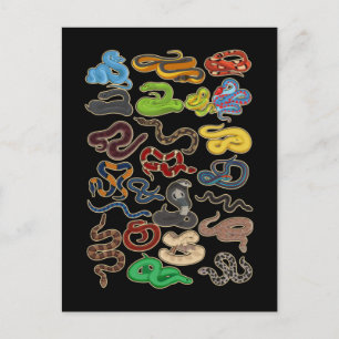 Carte Postale Collage de serpent Kawaii Reptile mignon