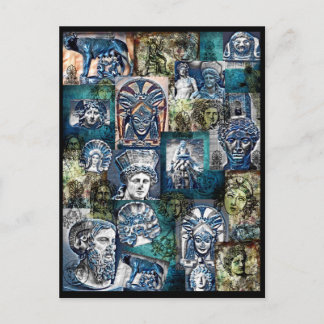 Carte postale collage des divinités étrusques