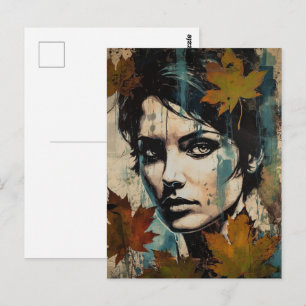 Carte Postale Collage des femmes face et feuille