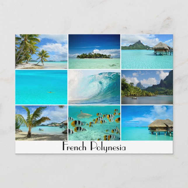 Carte postale collage des îles de Polynésie frança (Devant)