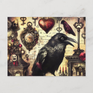 Carte Postale Collage d'horreur Steampunk Raven
