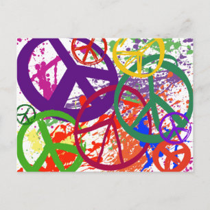 CARTE POSTALE COLLAGE DU SIGNE DE PAIX