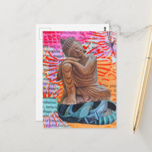 Carte Postale Collage en techniques mixtes Bouddha Paix