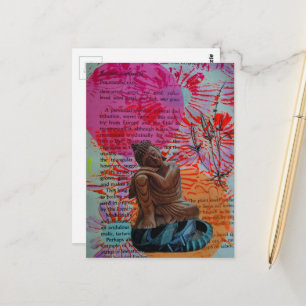 Carte Postale Collage en techniques mixtes de Bouddha