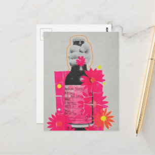 Carte Postale Collage en techniques mixtes de bouteille de Whisk