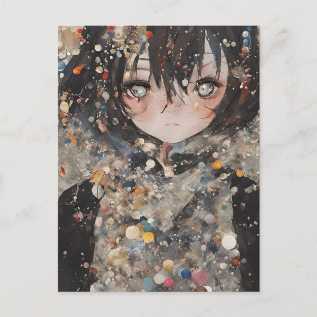Carte Postale Collage Femme Anime (Devant)