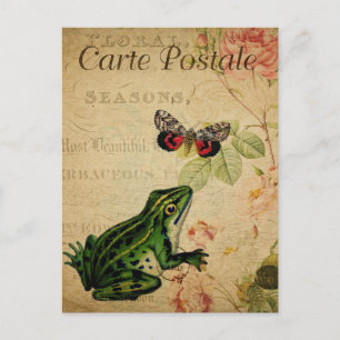 Carte postale collage grenouille vintage moderne f