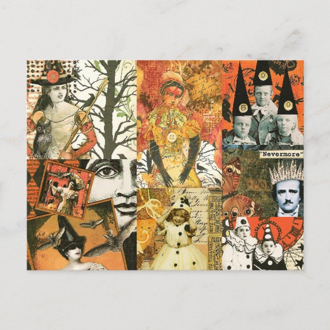 Carte Postale Collage Halloween vintage (Devant)
