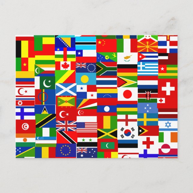 Carte Postale Collage international du drapeau mondial (Devant)